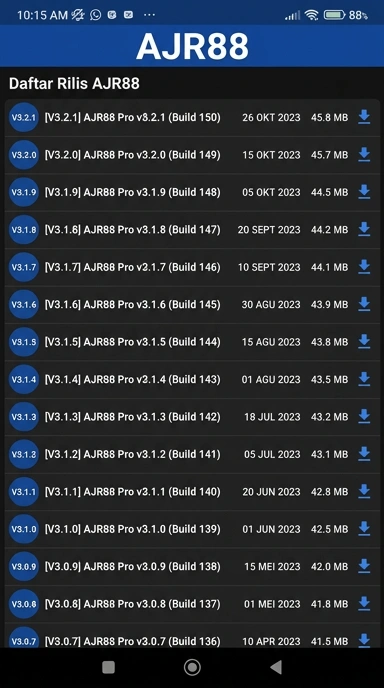 Riwayat Versi ajr88 untuk Pengguna Android