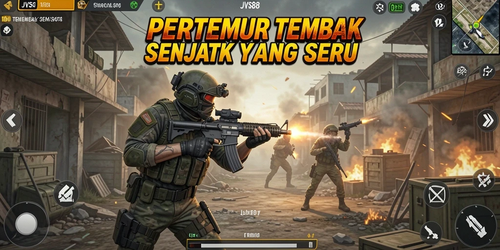 Antarmuka JVS88 yang dinamis dan menantang saat pertempuran.