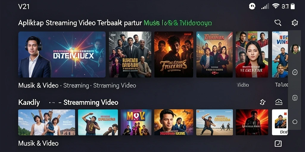 Tampilan antarmuka V21 yang modern dan intuitif untuk Streaming Video.